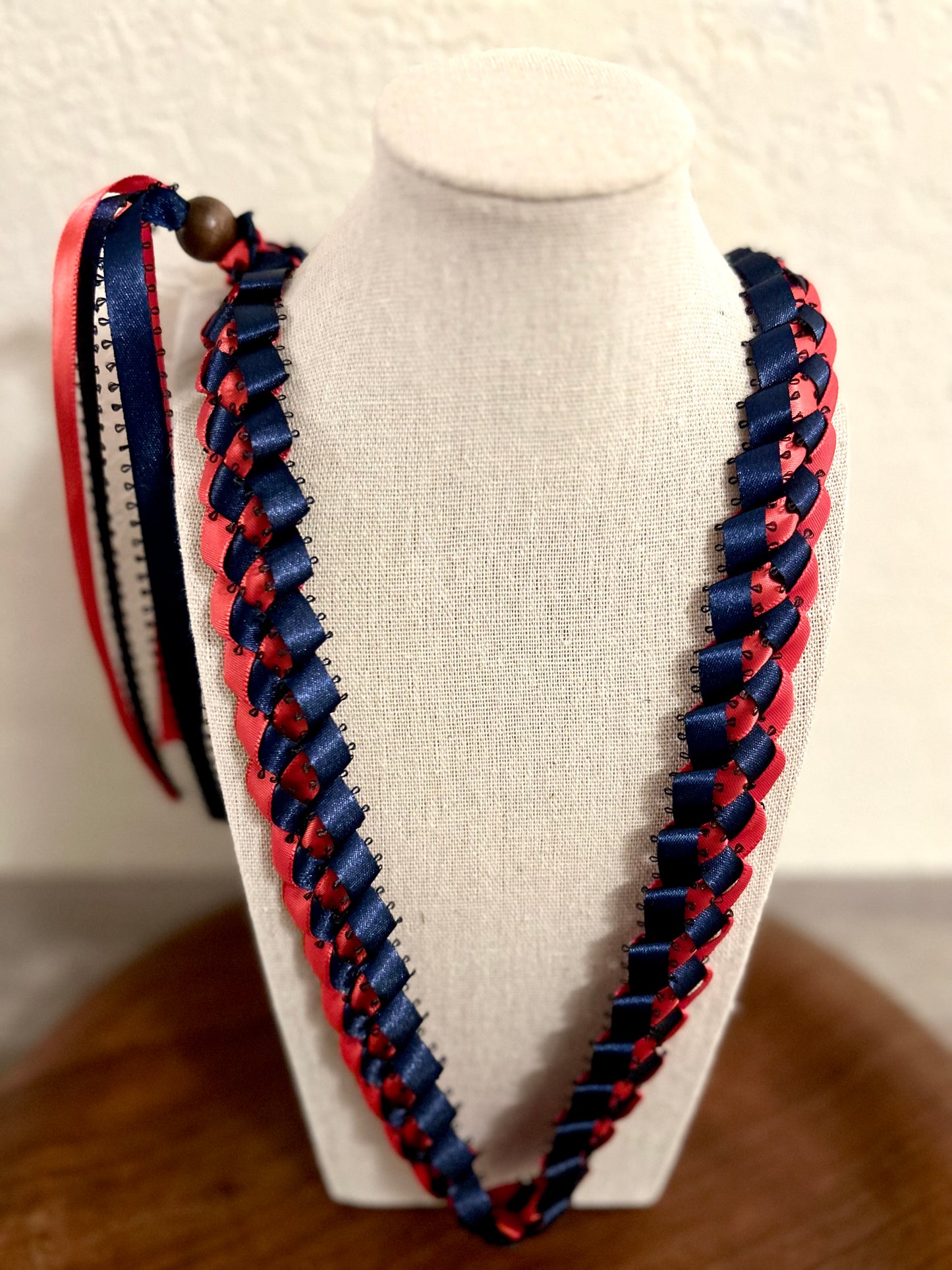 Single Strand 2 Color Tone Ribbon Lei with Signature look Bead Attachment (Assorted Colors Available)