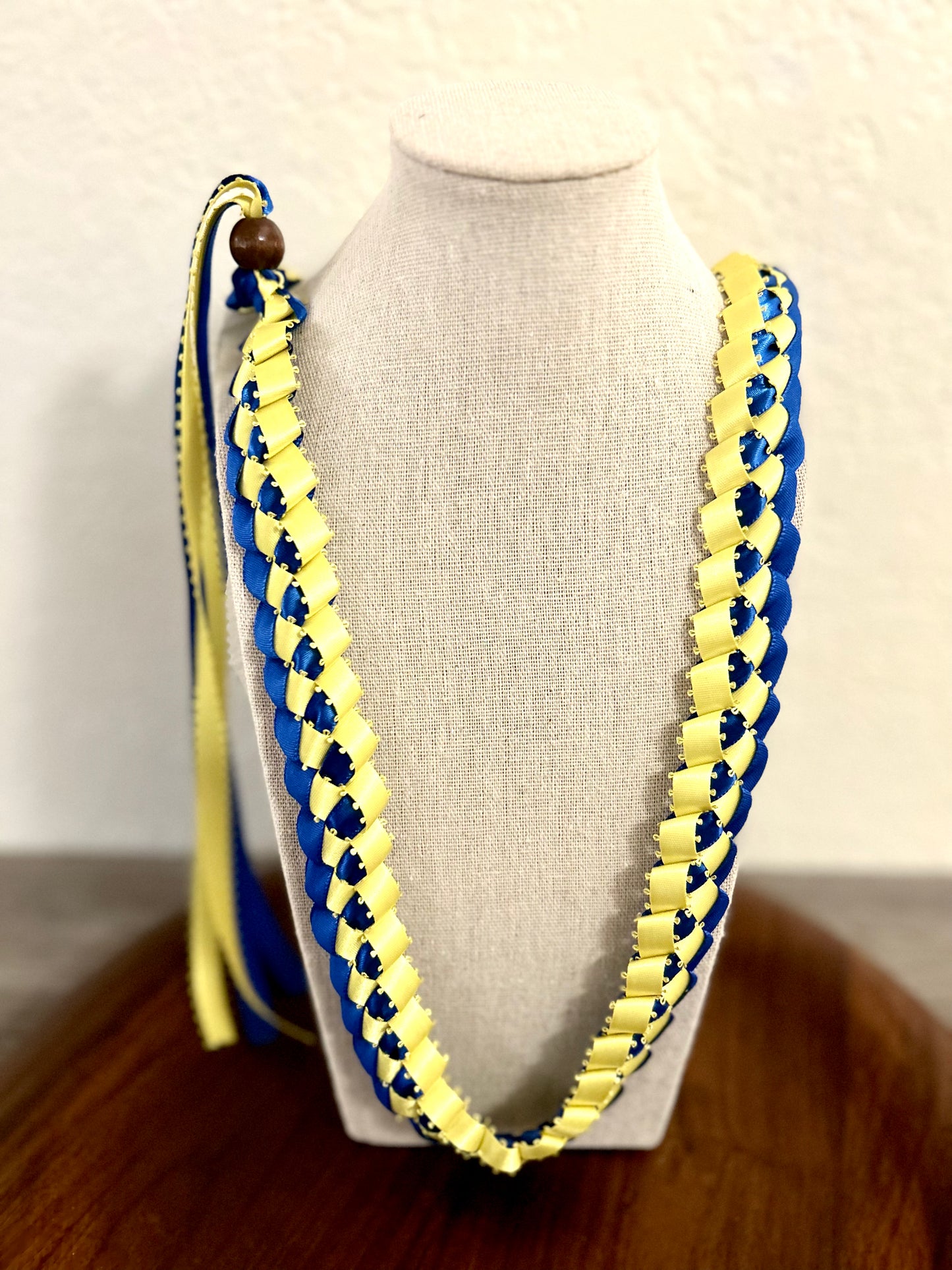 Single Strand 2 Color Tone Ribbon Lei with Signature look Bead Attachment (Assorted Colors Available)