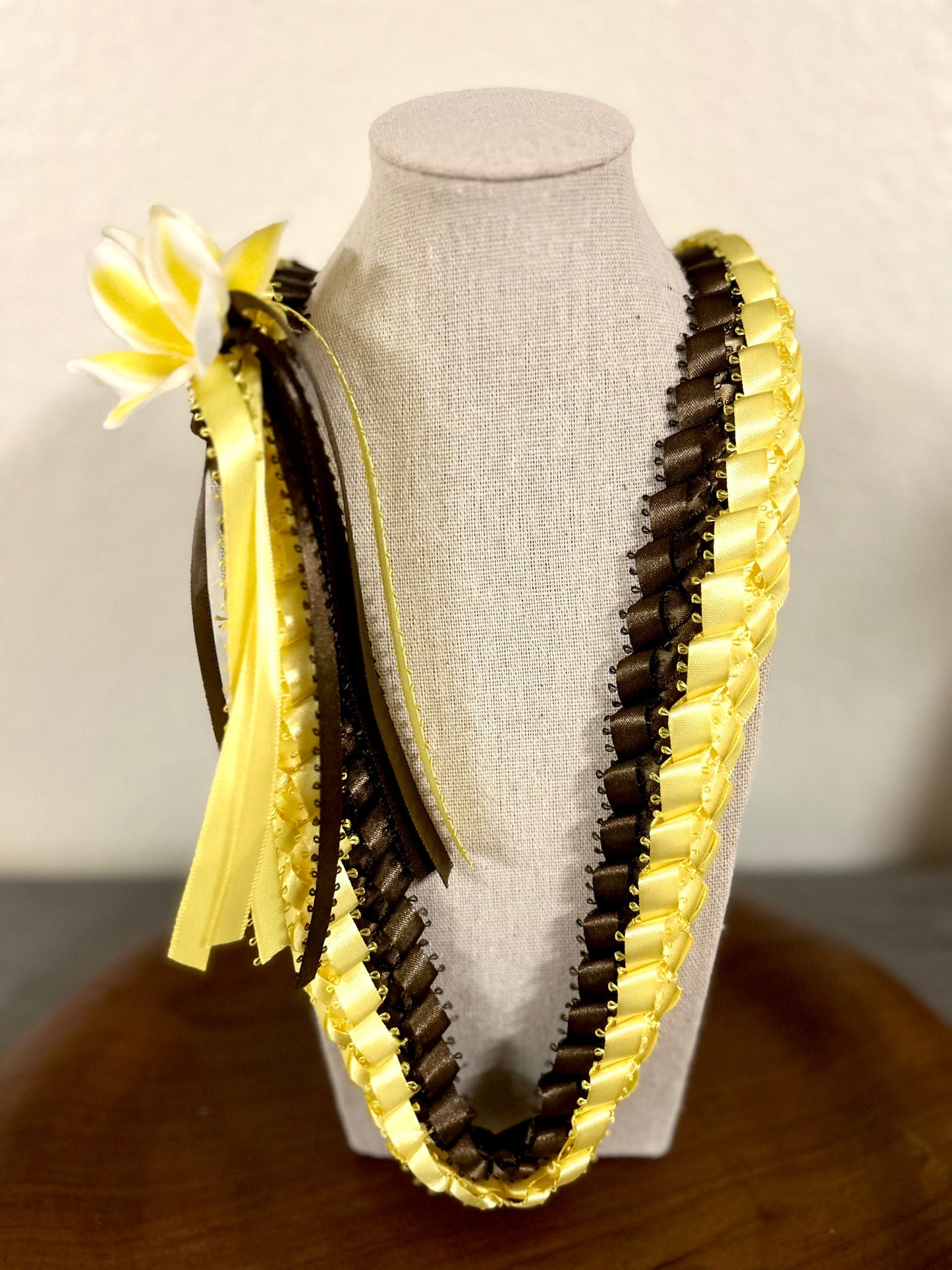 Plumeria Double Strand Lei with add on Two Plumeria Flowers (Assorted Colors Available)