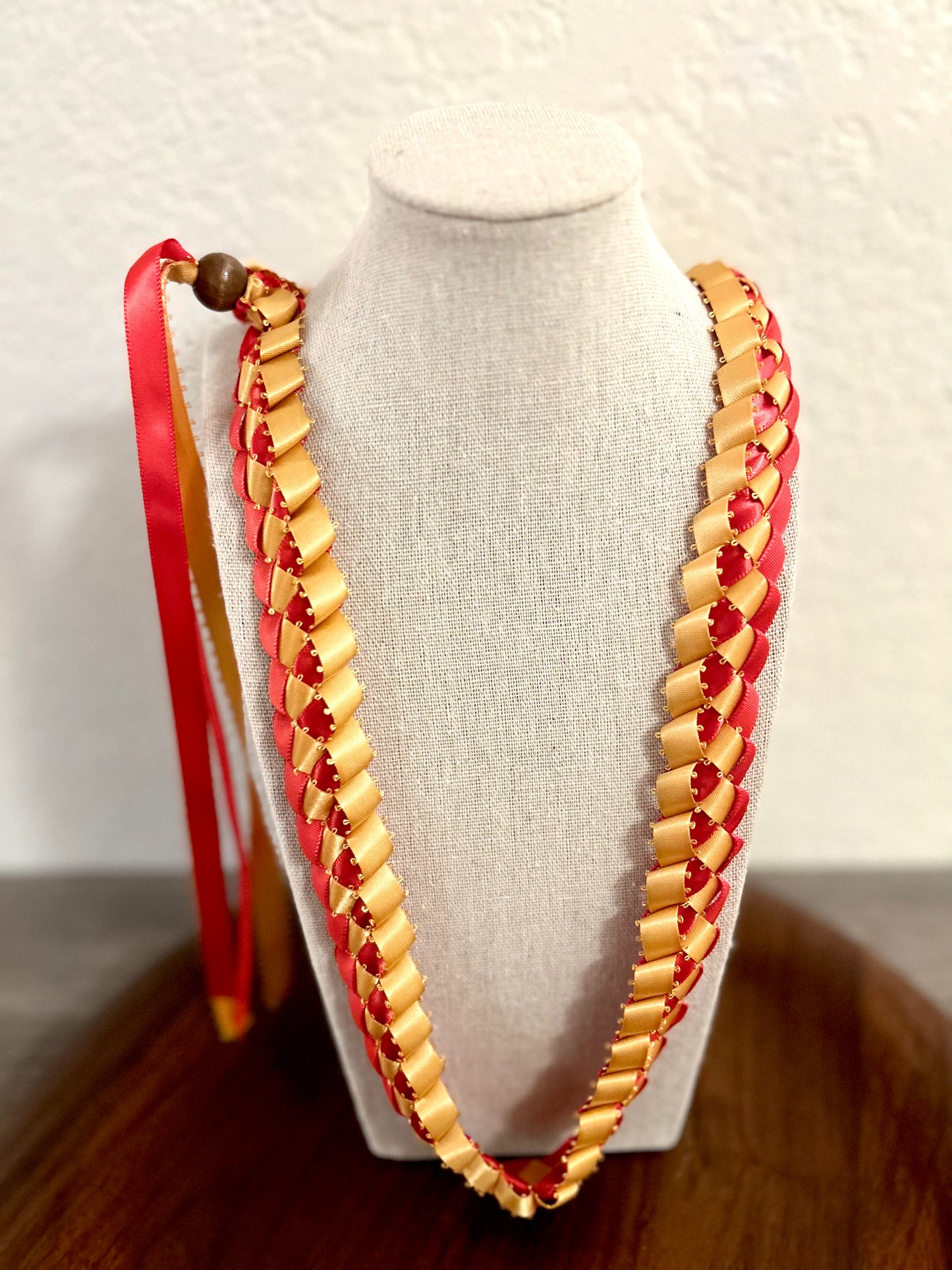Single Strand 2 Color Tone Ribbon Lei with Signature look Bead Attachment (Assorted Colors Available)