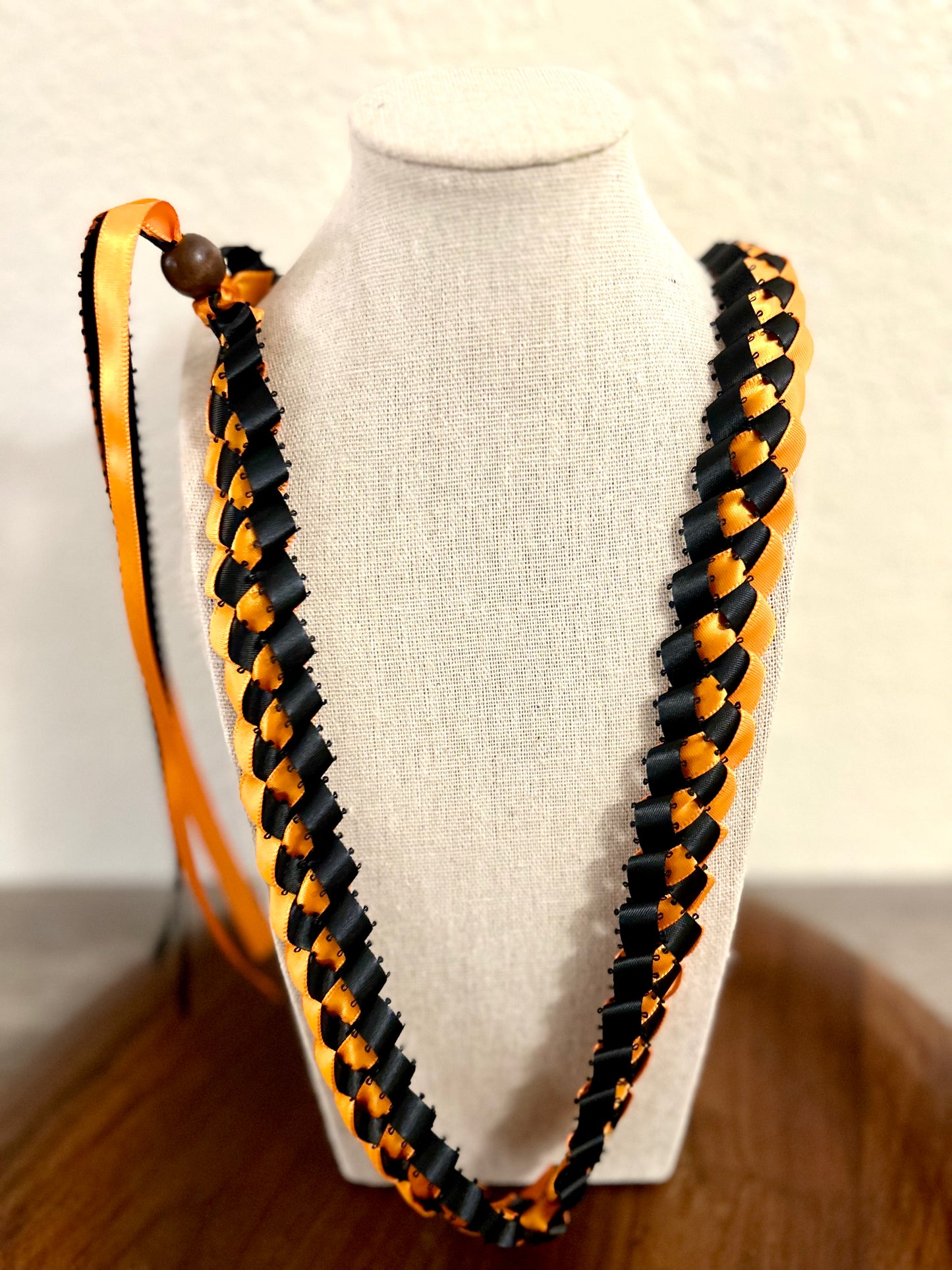 Single Strand 2 Color Tone Ribbon Lei with Signature look Bead Attachment (Assorted Colors Available)