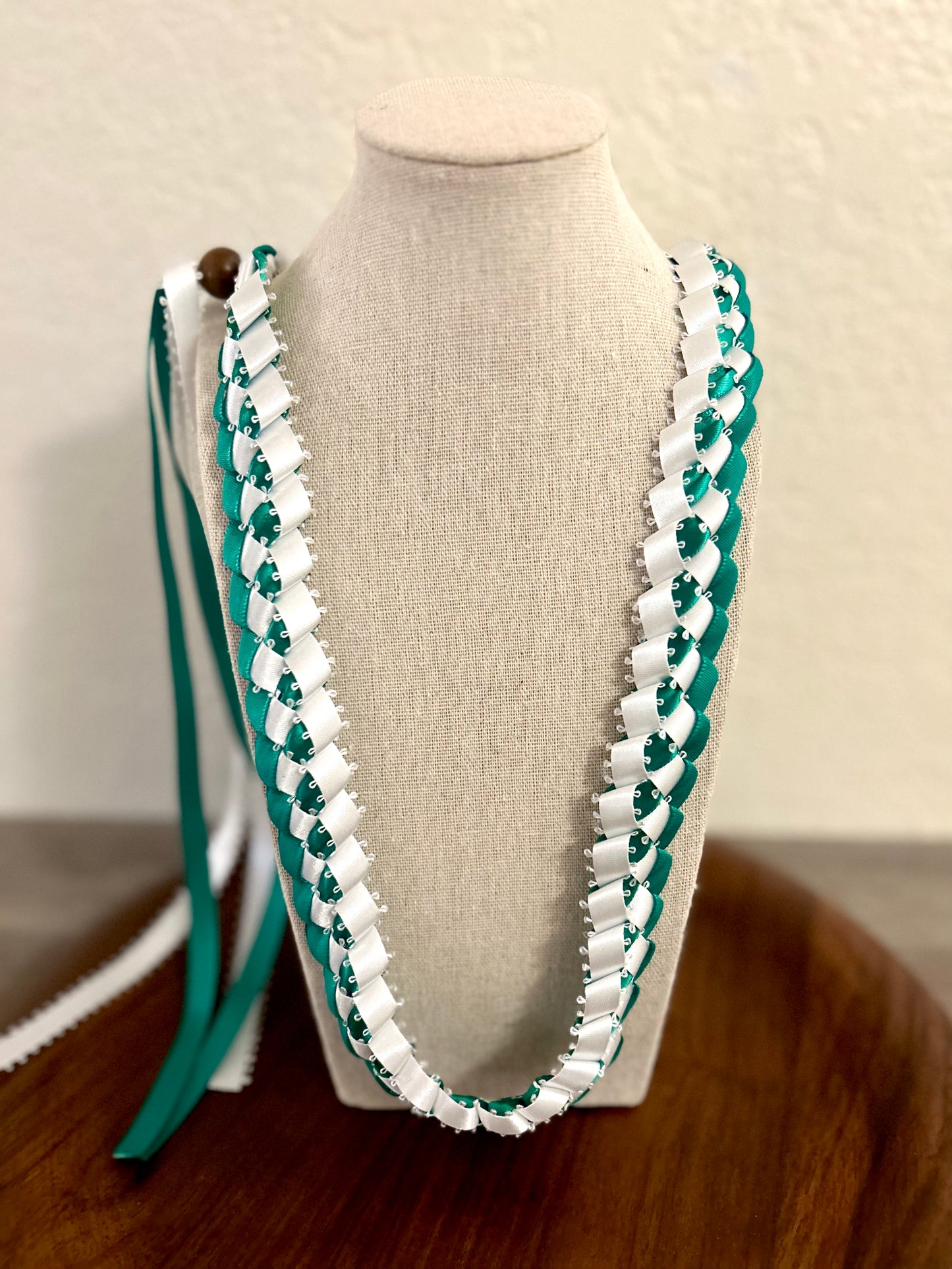 Single Strand 2 Color Tone Ribbon Lei with Signature look Bead Attachment (Assorted Colors Available)