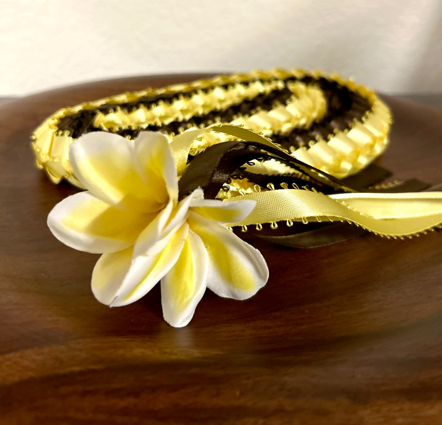 Plumeria Double Strand Lei with add on Two Plumeria Flowers (Assorted Colors Available)