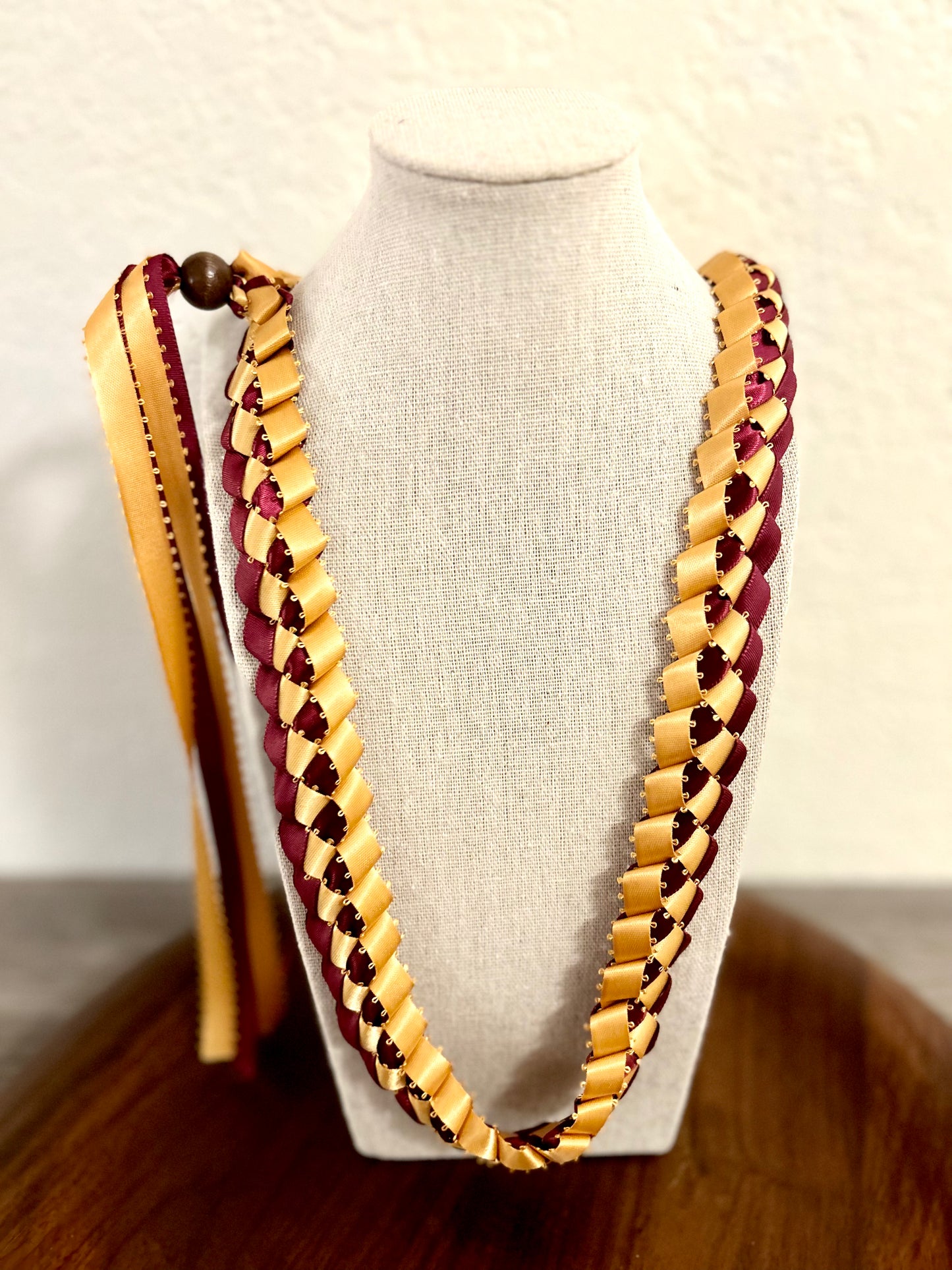 Single Strand 2 Color Tone Ribbon Lei with Signature look Bead Attachment (Assorted Colors Available)