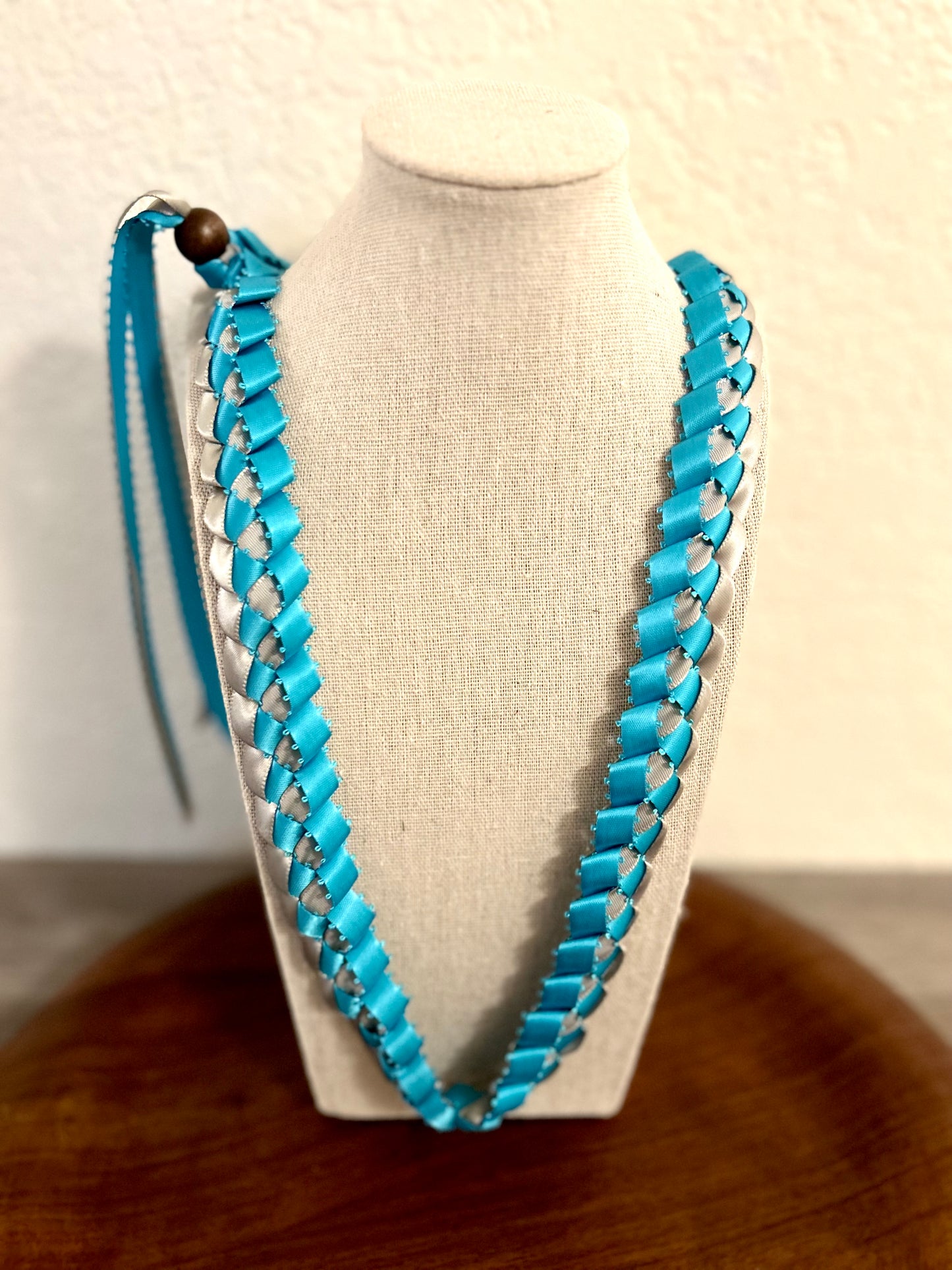 Single Strand 2 Color Tone Ribbon Lei with Signature look Bead Attachment (Assorted Colors Available)