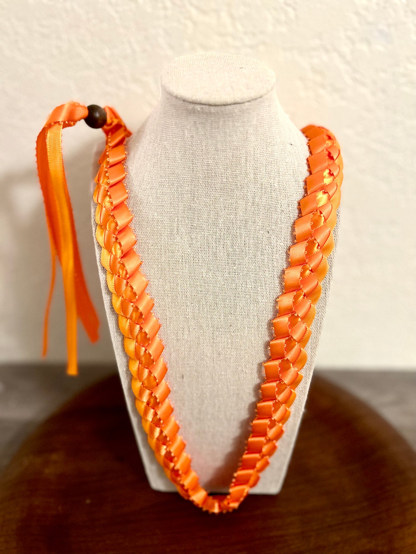 Single Strand 1 Color Tone Ribbon Lei with Signature look Bead Attachment (Assorted Colors Available)