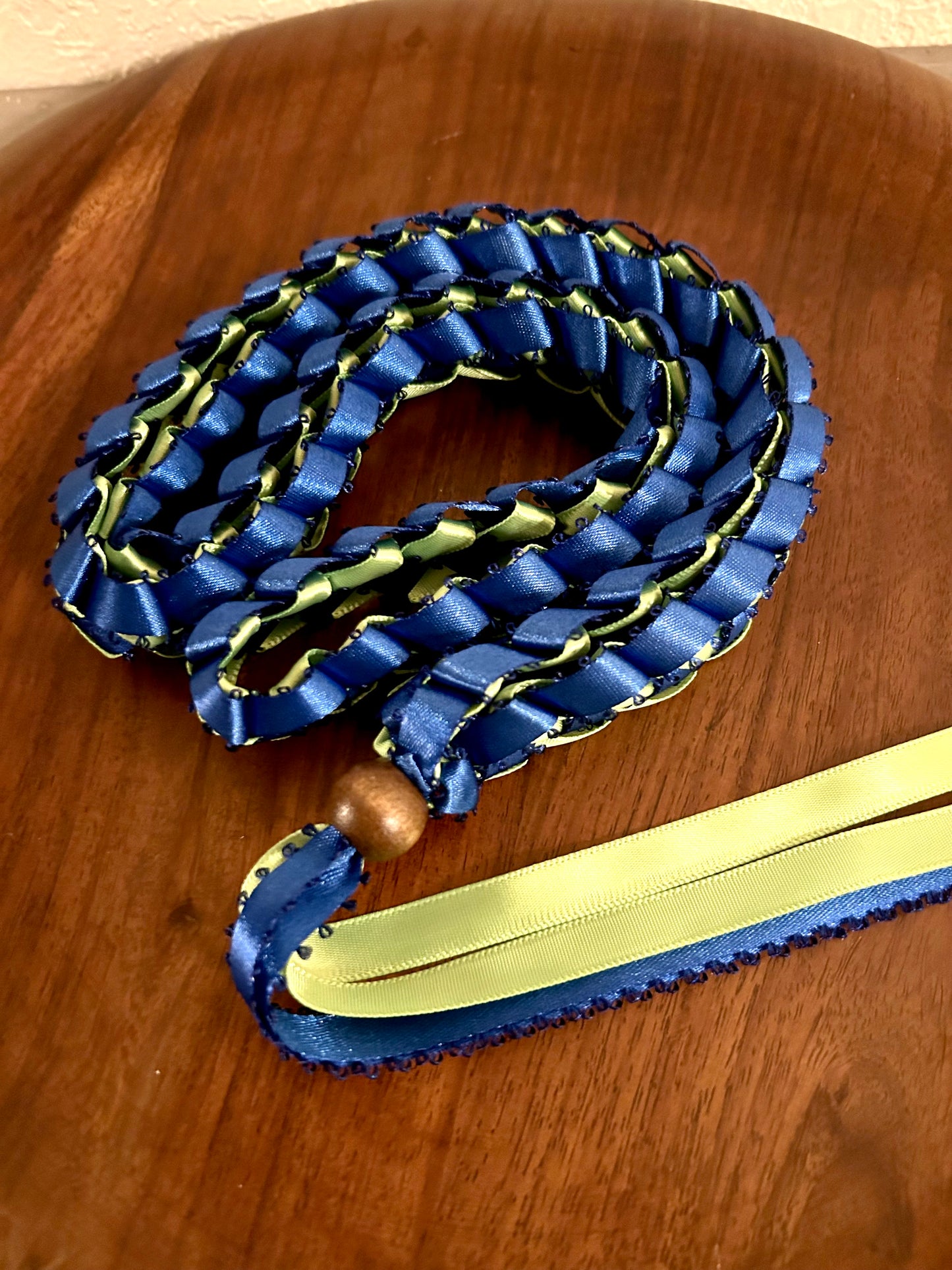 Single Strand 2 Color Tone Ribbon Lei with Signature look Bead Attachment (Assorted Colors Available)