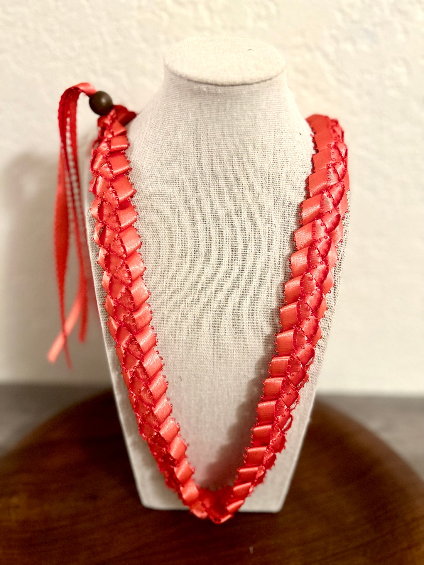 Single Strand 1 Color Tone Ribbon Lei with Signature look Bead Attachment (Assorted Colors Available)