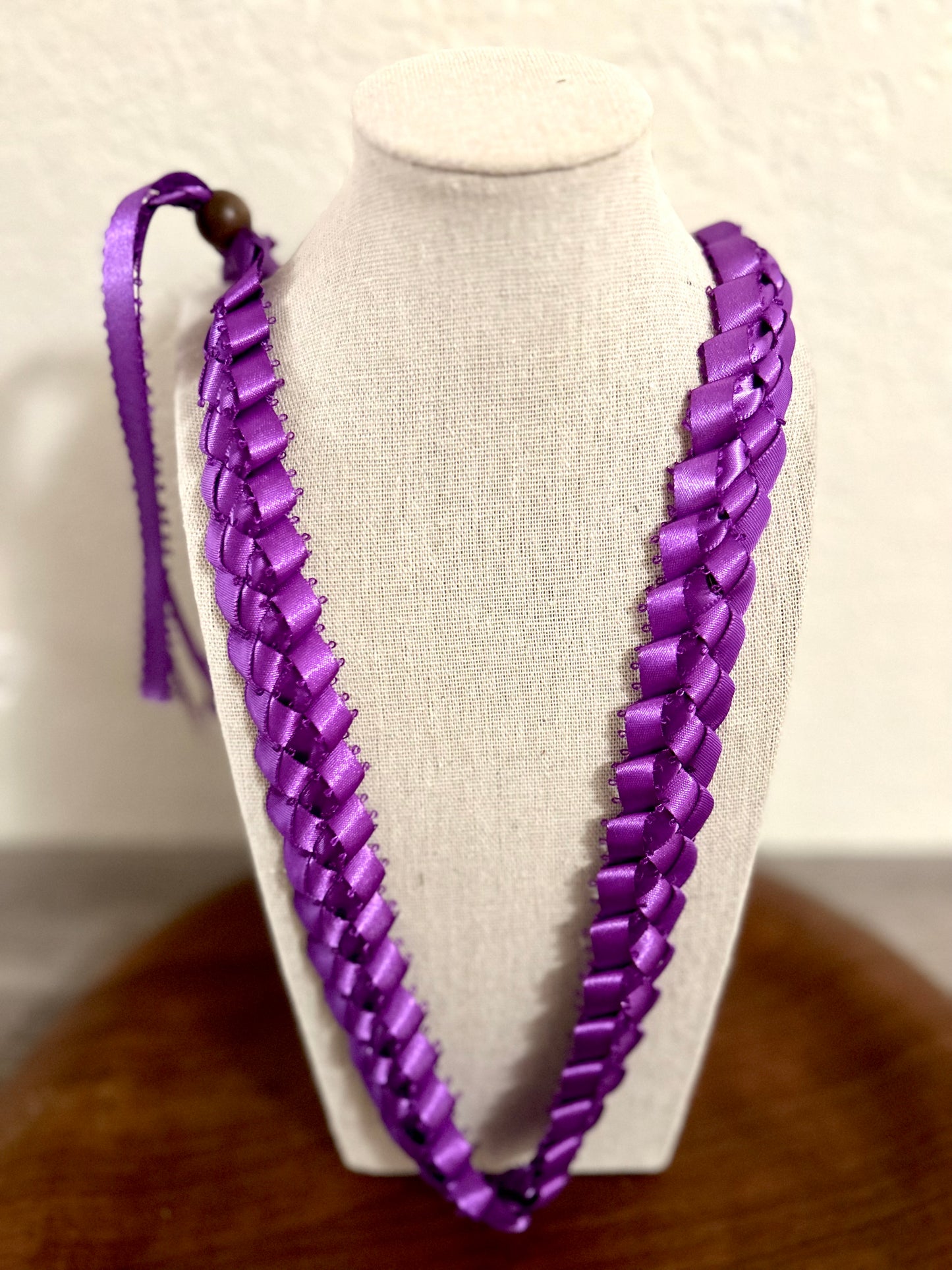 Single Strand 1 Color Tone Ribbon Lei with Signature look Bead Attachment (Assorted Colors Available)