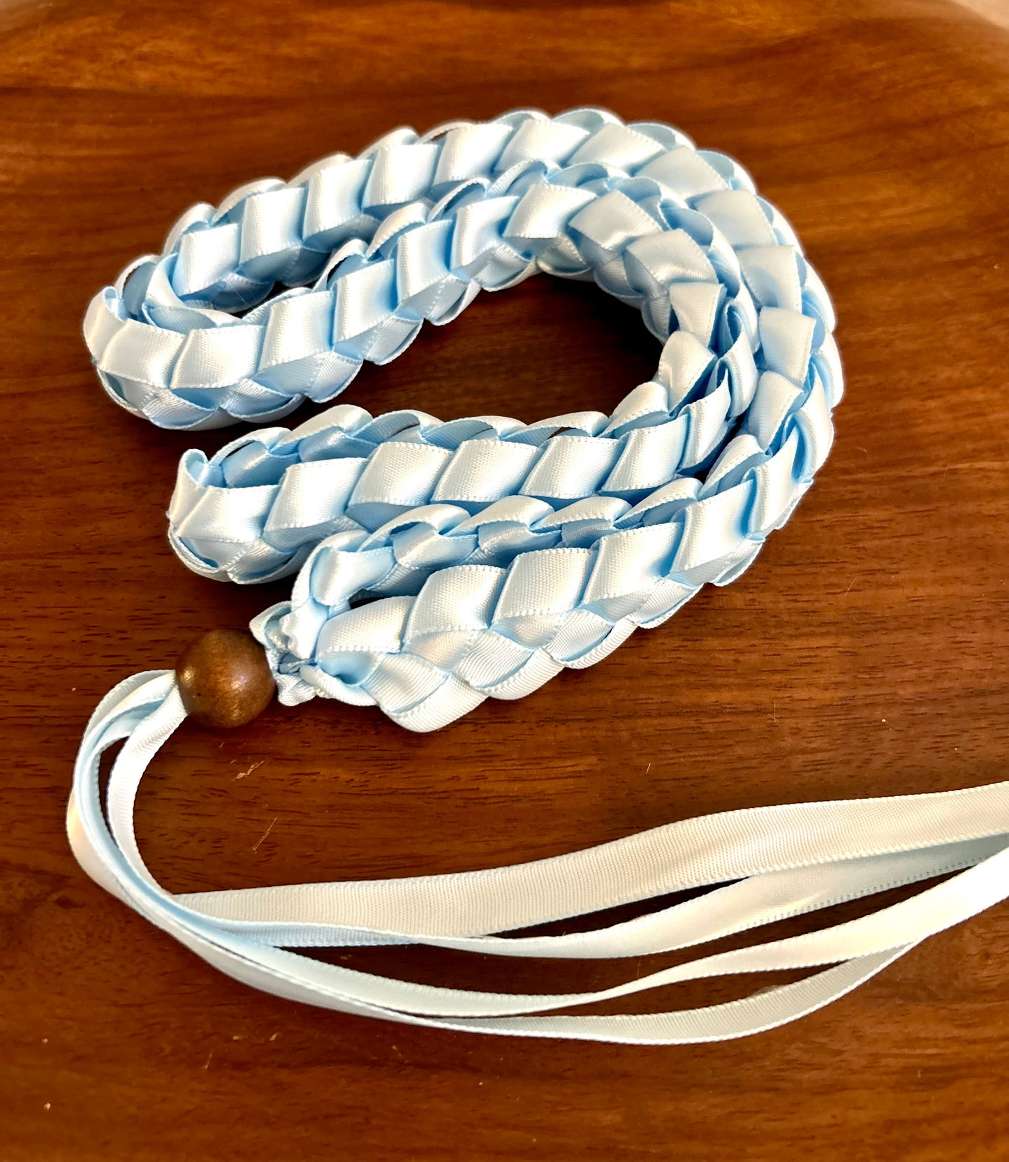 Single Strand 1 Color Tone Ribbon Lei with Signature look Bead Attachment (Assorted Colors Available)