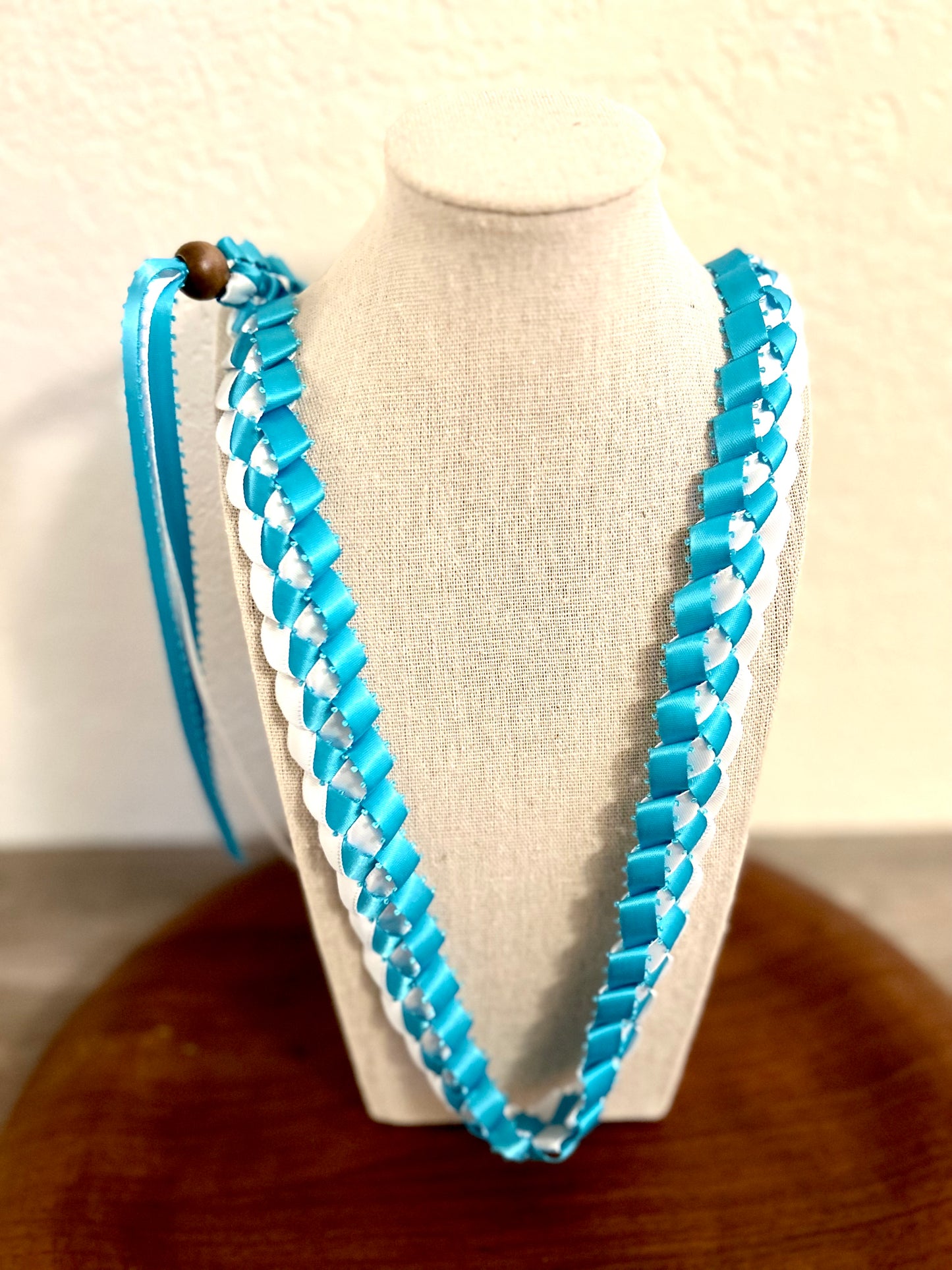 Single Strand 2 Color Tone Ribbon Lei with Signature look Bead Attachment (Assorted Colors Available)