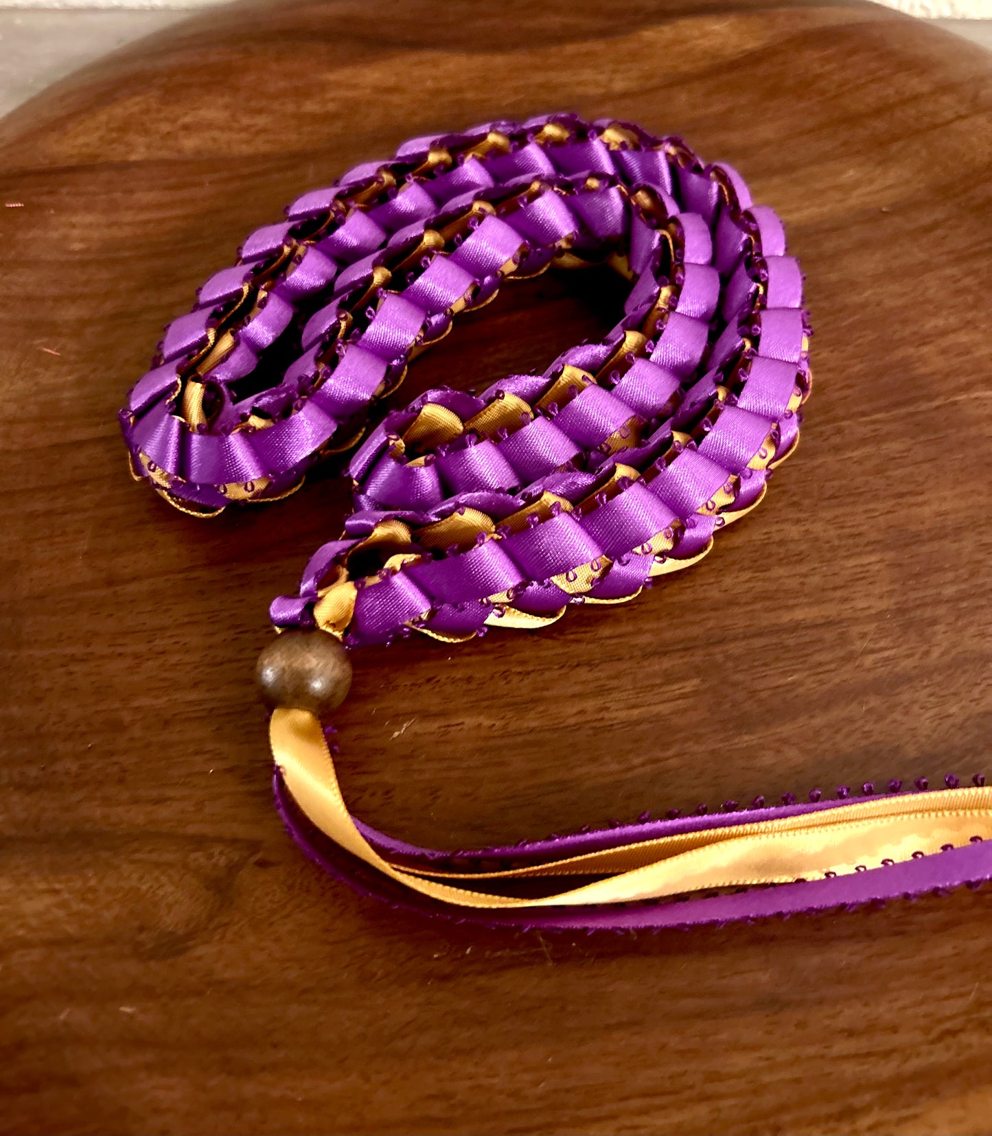 Single Strand 2 Color Tone Ribbon Lei with Signature look Bead Attachment (Assorted Colors Available)