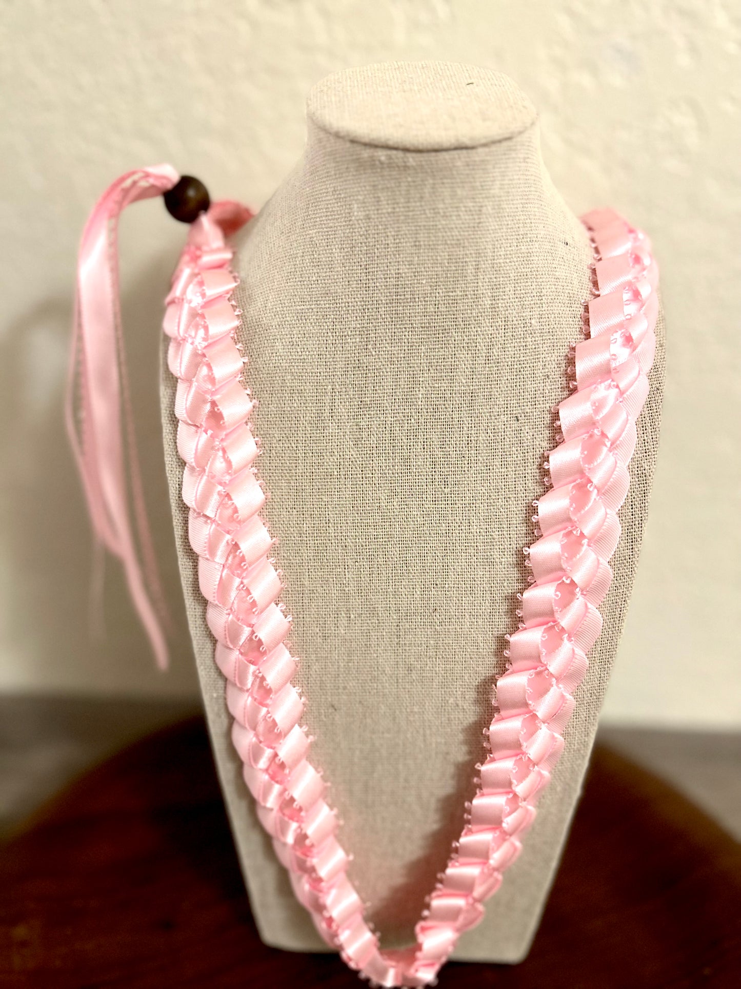 Single Strand 1 Color Tone Ribbon Lei with Signature look Bead Attachment (Assorted Colors Available)