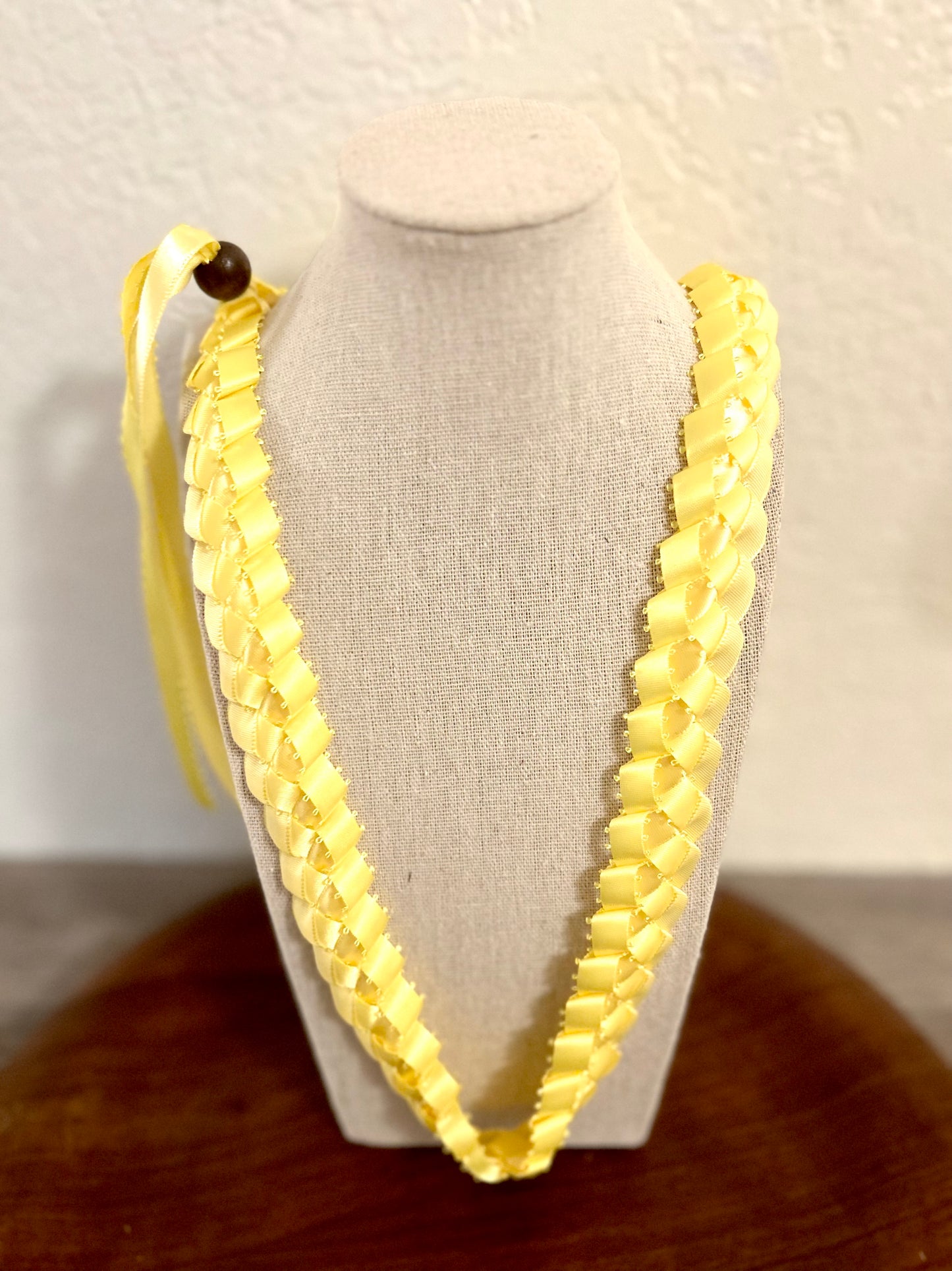 Single Strand 1 Color Tone Ribbon Lei with Signature look Bead Attachment (Assorted Colors Available)