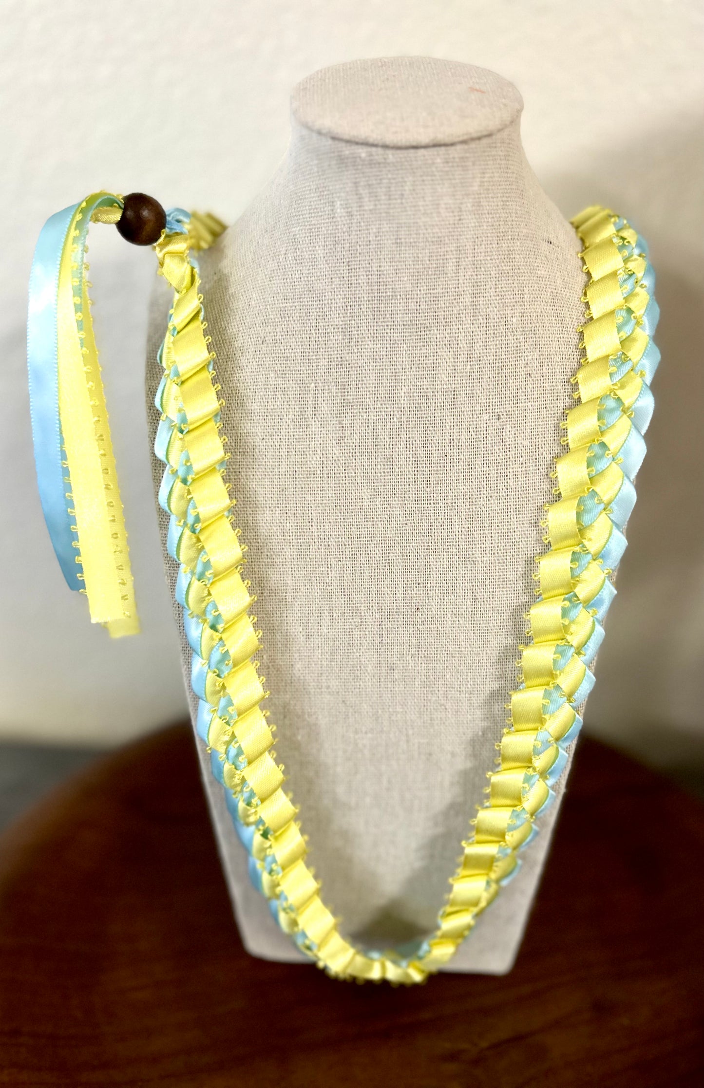 Single Strand 2 Color Tone Ribbon Lei with Signature look Bead Attachment (Assorted Colors Available)