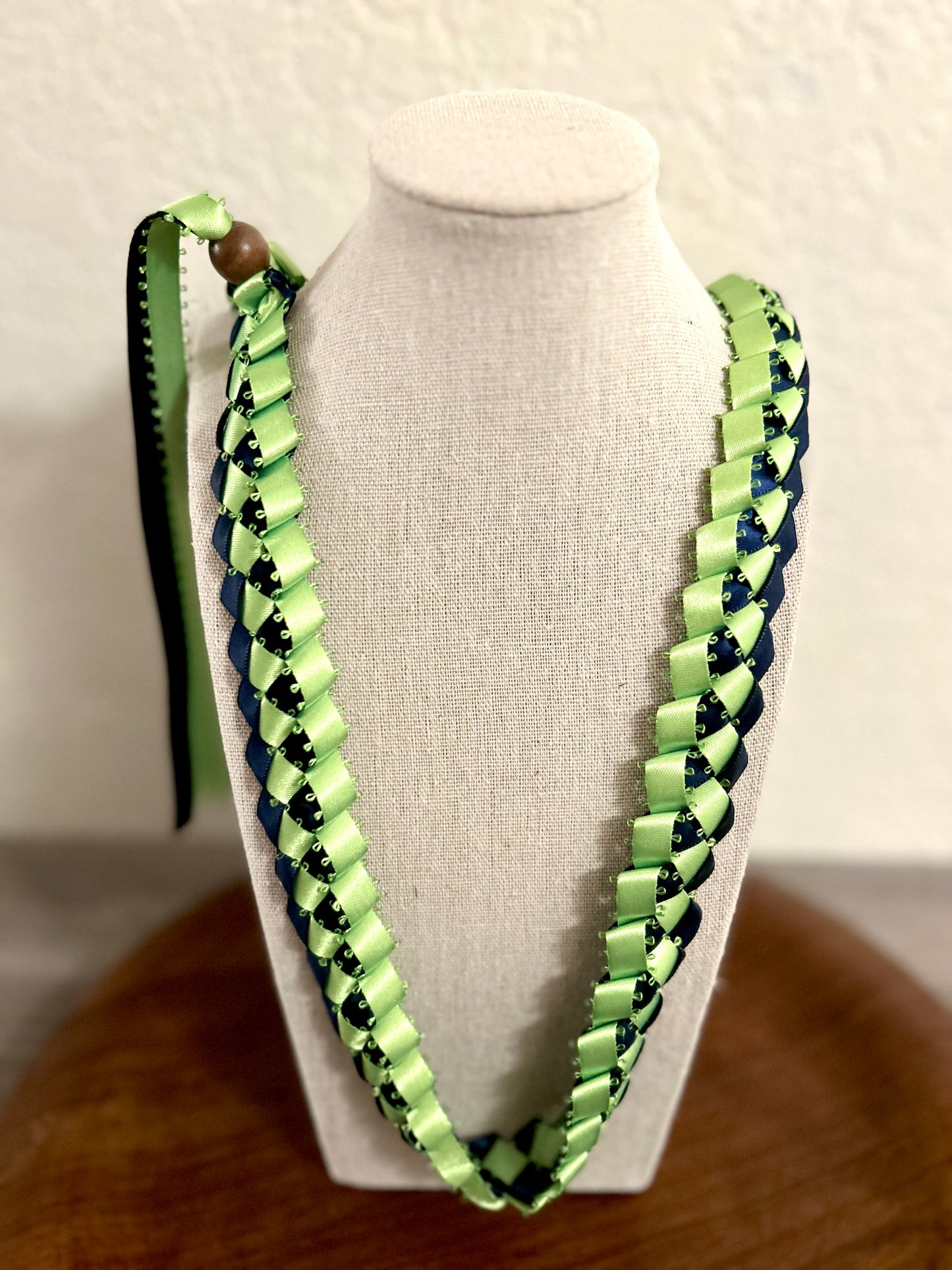 Single Strand 2 Color Tone Ribbon Lei with Signature look Bead Attachment (Assorted Colors Available)