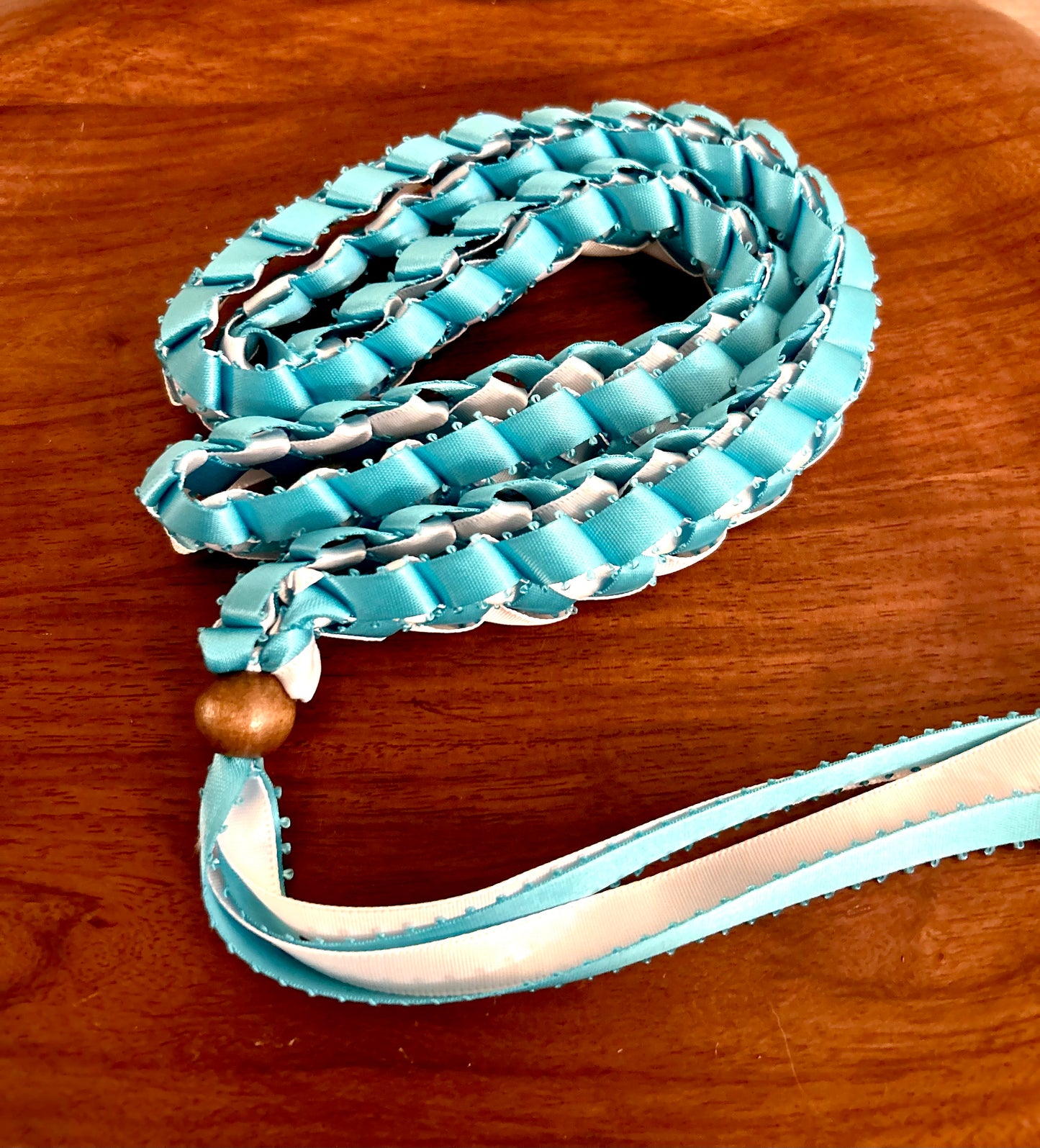 Single Strand 2 Color Tone Ribbon Lei with Signature look Bead Attachment (Assorted Colors Available)