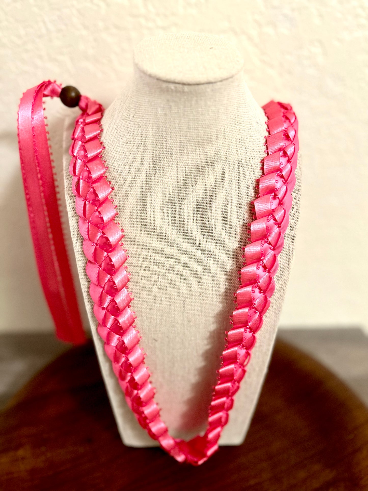 Single Strand 1 Color Tone Ribbon Lei with Signature look Bead Attachment (Assorted Colors Available)