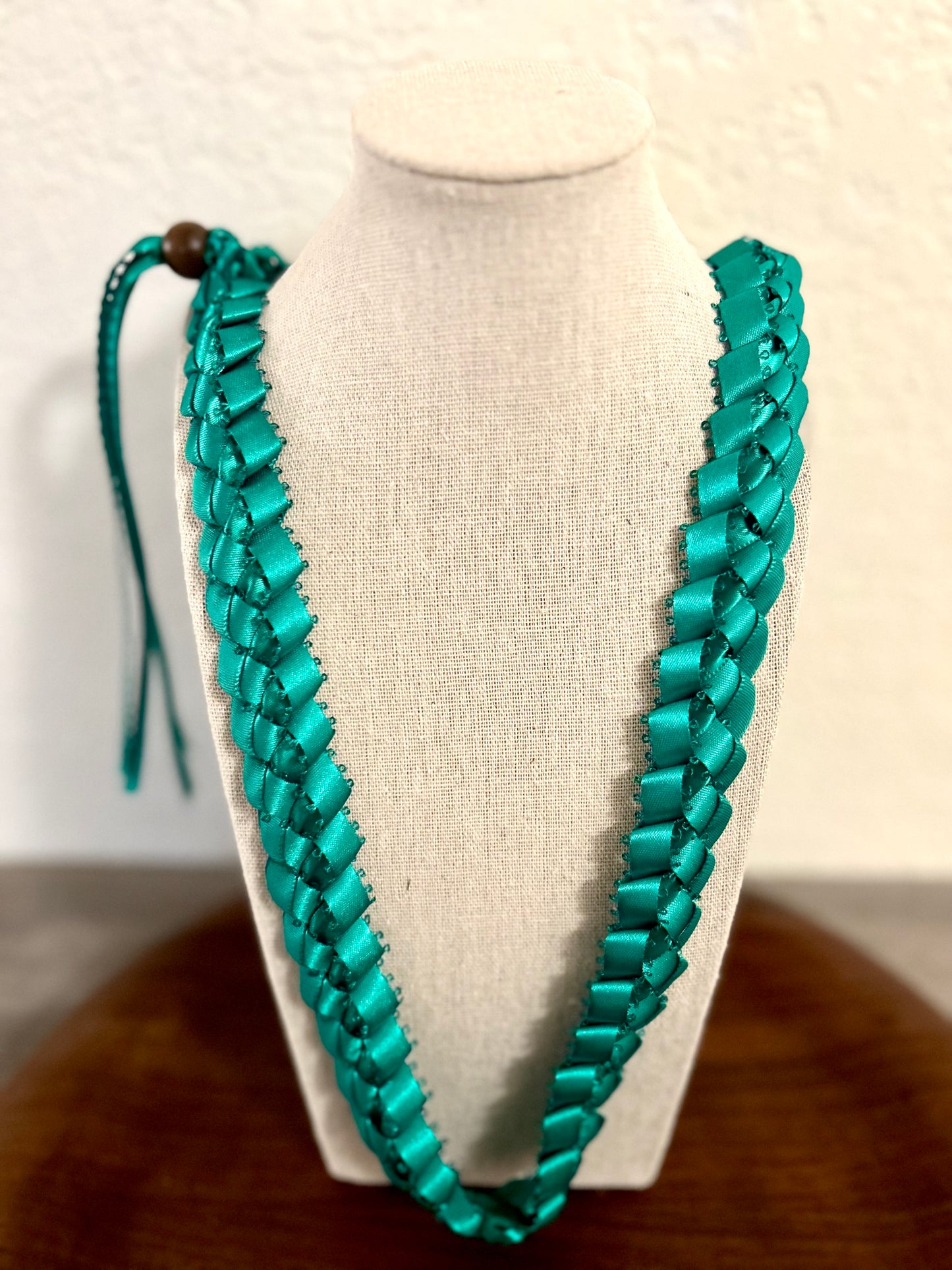 Single Strand 1 Color Tone Ribbon Lei with Signature look Bead Attachment (Assorted Colors Available)