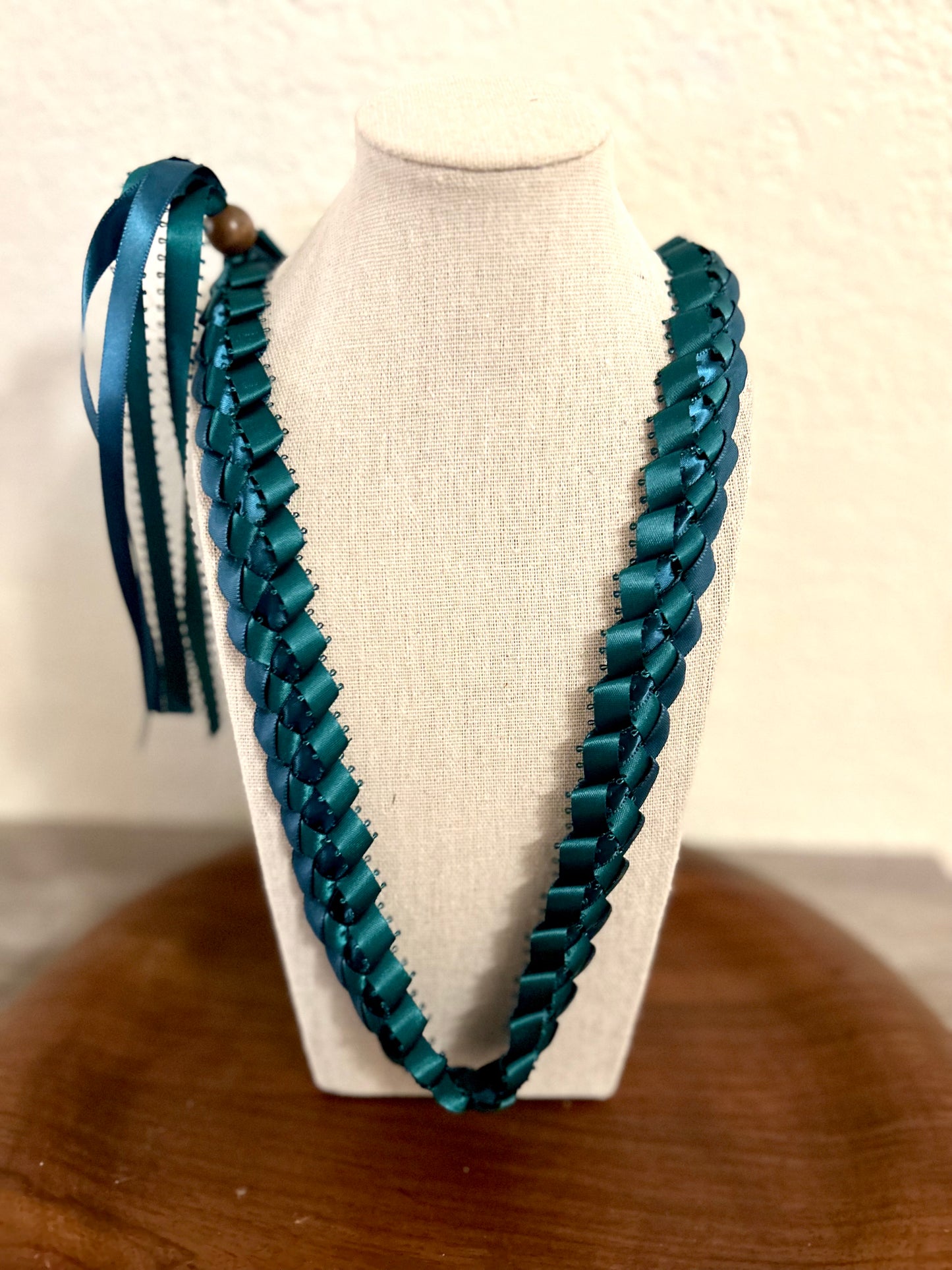 Single Strand 1 Color Tone Ribbon Lei with Signature look Bead Attachment (Assorted Colors Available)