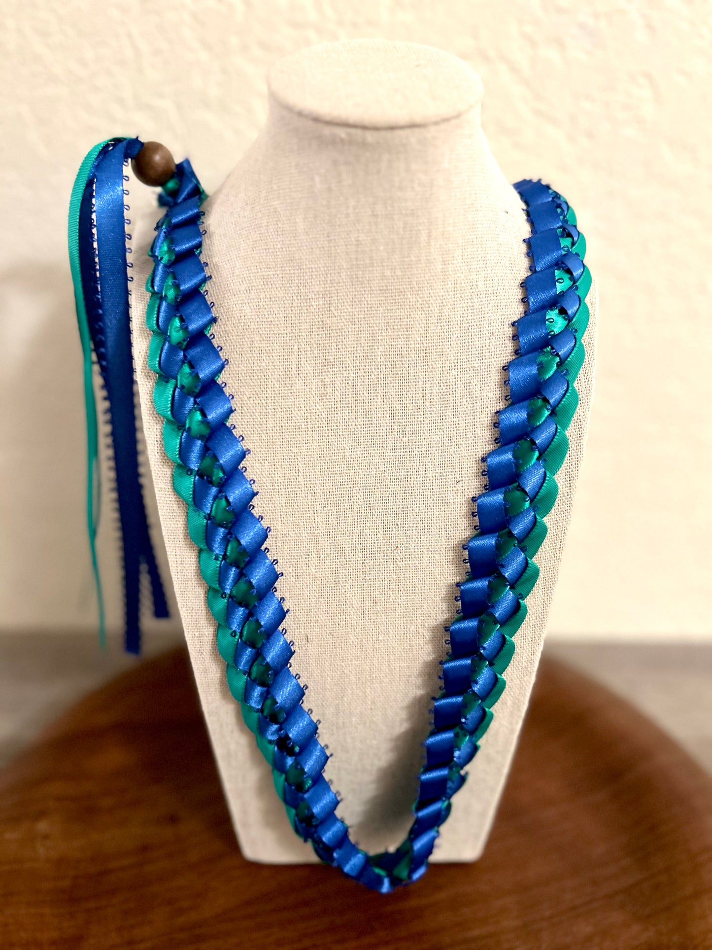 Single Strand 2 Color Tone Ribbon Lei with Signature look Bead Attachment (Assorted Colors Available)