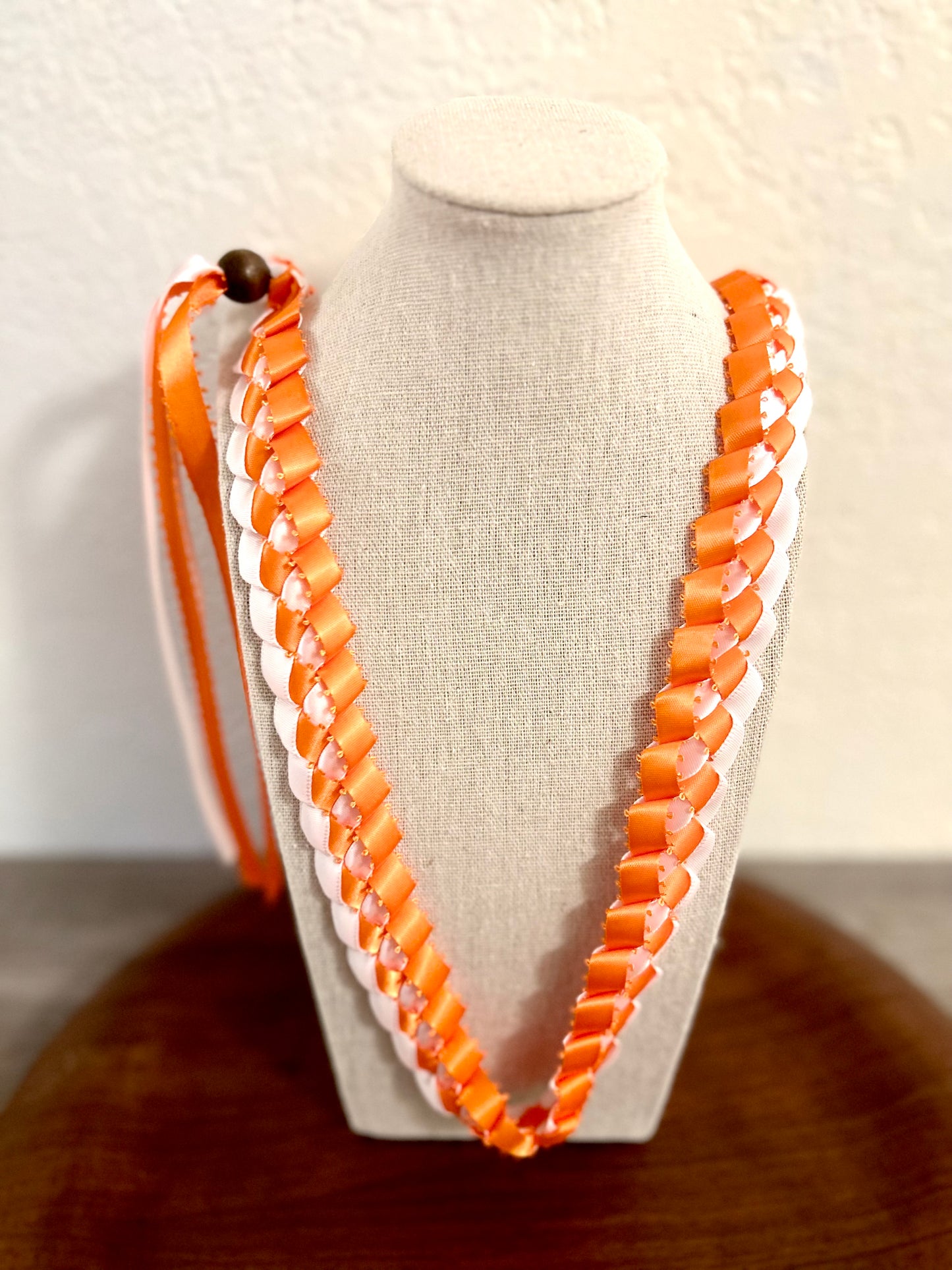 Single Strand 2 Color Tone Ribbon Lei with Signature look Bead Attachment (Assorted Colors Available)